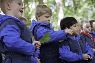 Children learning about wildlife in nature
